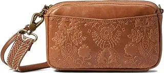 The Sak Cora Smartphone Crossbody (Tobacco Floral Embossed) Handbags