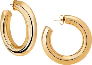 Oprah's Favorite High Polish Large Hoop Yellow Gold Plated Earrings