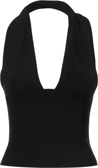 Viscose knit halter neck crop top