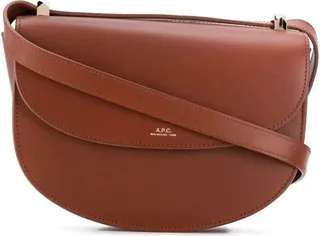 A.p.c Woman's Brown Leather Sac Demi-lune Mini Crossbody Bag