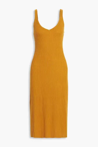 Ribbed silk and cashmere-blend midi dress