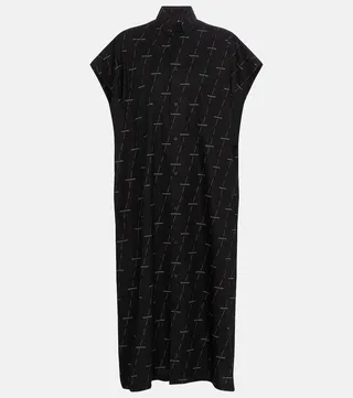 Logo cotton poplin dress