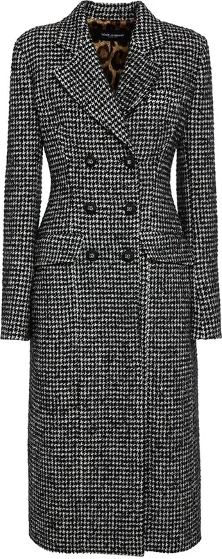 Pied de Poule wool blend coat