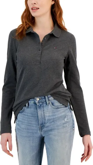Tommy Hilfiger Women's Logo Long-Sleeve Polo Shirt