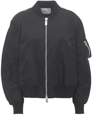 Zip-up nylon bomber jacket