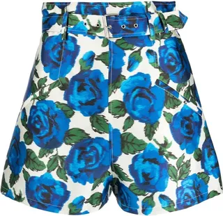 Rose-Print Tailored Shorts
