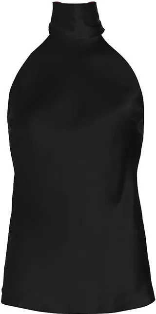 Silk Draped Neck-Tie Halter Top