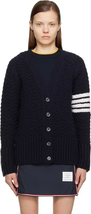 Thom Browne Navy 4-Bar Cardigan