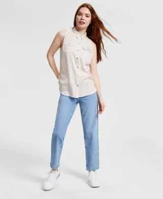 Calvin Klein Jeans Womens Sleeveless Shirt Straight Leg Jeans