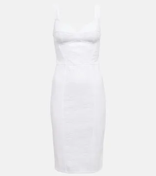 Bustier lace-trimmed midi dress