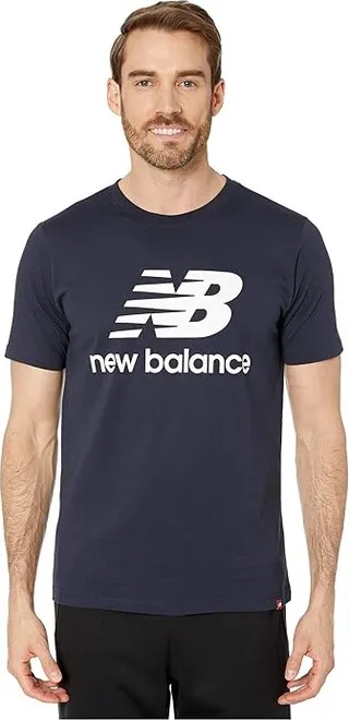 New Balance Essentials Stacked Logo Tee (Eclipse) Men's Clothing