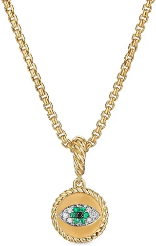 18kt Yellow Gold Diamond 1mm Evil Eye Charm Enhancer Pendant