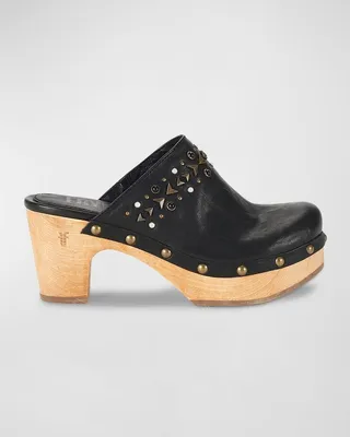 Jessica Studded Leather Clogs
