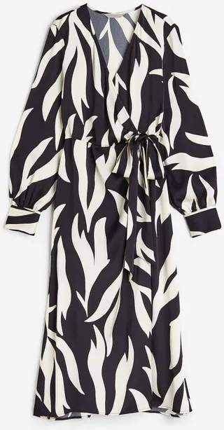 Balloon-sleeved Wrap Dress