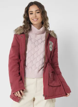 Quilted Jacket With Fur Hood