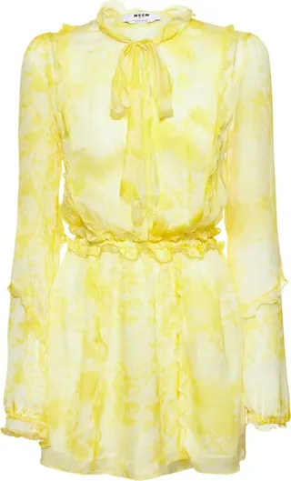 Printed silk mini dress