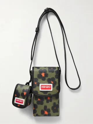 Discover Floral-Print Faux Leather Phone Pouch