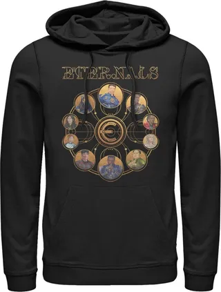 Men's Marvel Eternals Circular Gold Pull Over Hoodie - Black - Small