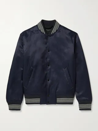 Dugout Cotton-Blend Satin Bomber Jacket