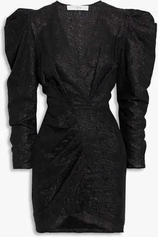 Harris wrap-effect metallic cotton-blend mini dress