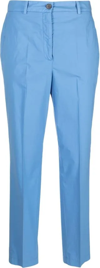 High-Waisted Straight Cotton Trousers
