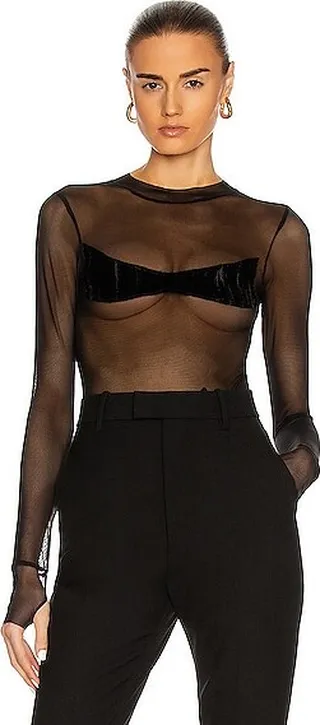 SAMI MIRO VINTAGE Mesh Bodysuit in Black