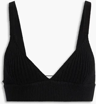Ribbed cashmere-blend bra top