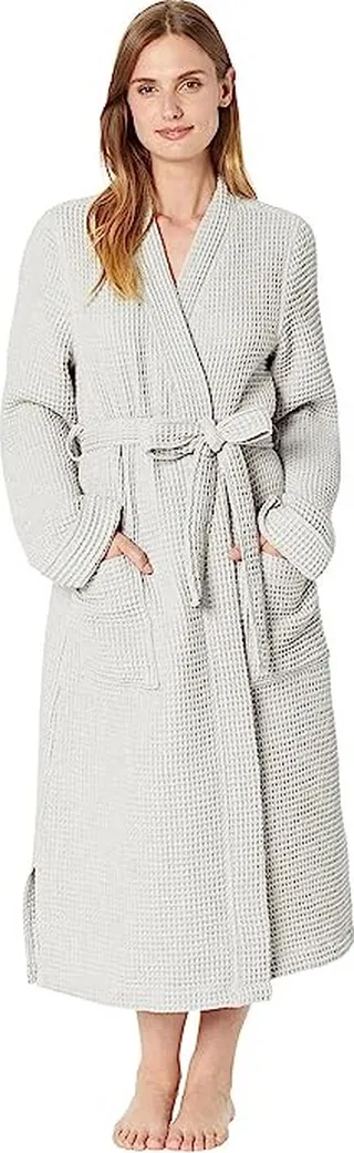 L.L.Bean Woven Waffle Robe (Light Gray Heather) Women's Robe