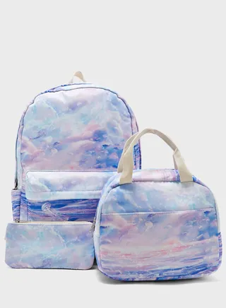3 Piece Set Laptop Backpack, Lunch Bag And Pencil Case