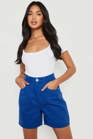 High Waist Denim Bermuda Shorts
