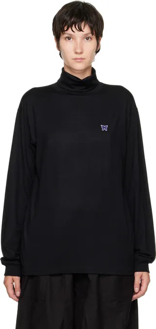 NEEDLES Black Embroidered Turtleneck