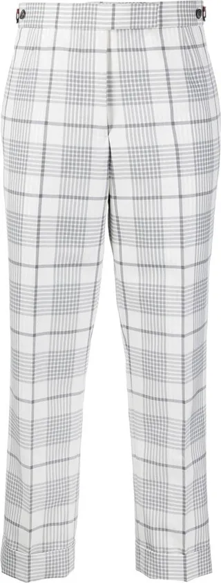 Check-Pattern Cropped Trousers