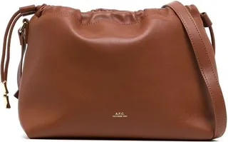 'ninon' Brown Drawstring Crossbody Bag With Logo Lettering In Faux Leather Woman