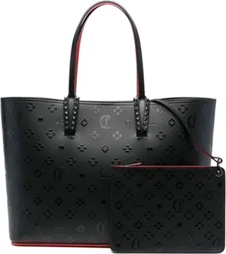 Cabata Leather Tote Bag With Spikes And Print
