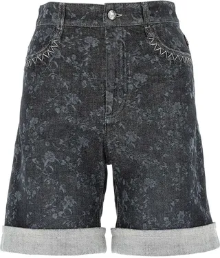 Chloé Floral Print Denim Shorts