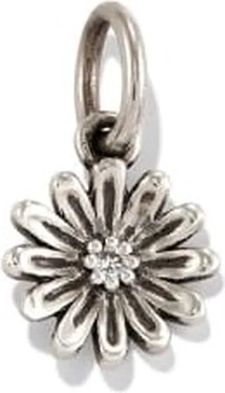Daisy Oxidized Sterling Silver Charm in White Diamond