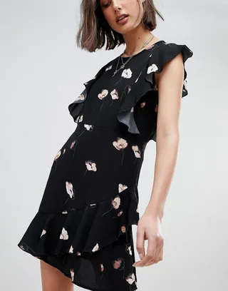 Vero Moda Petal Print Ruffle Dress