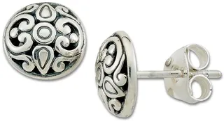 Sterling Silver Balinese Design Stud Earrings
