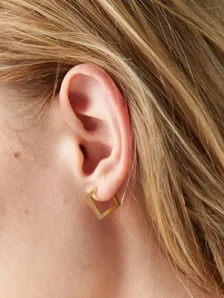 2 Carat Knife Edge 18kt Gold Single Hoop Earring