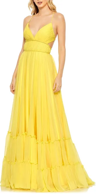 Solid Tiered Ruffle Strapless Dress