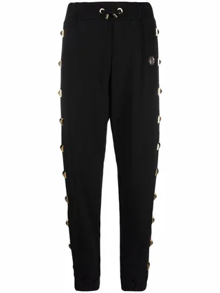 Studded-Trim Logo-Patch Track Pants