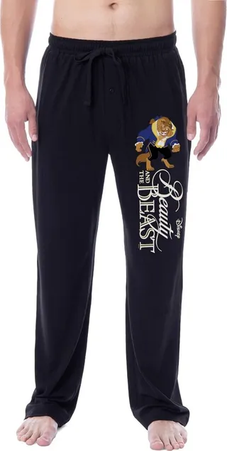 Disney Mens' Beauty and the Beast Title Princess Movie Sleep Pajama Pants (S) Black