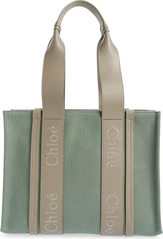 Medium Woody Linen & Leather Tote