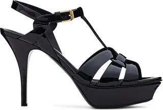 Saint Laurent Leather Tribute Platform Sandals 105