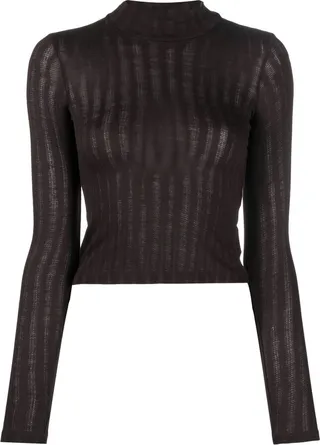 Shrunk turtleneck long-sleeve top