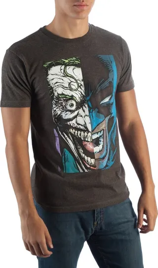 Batman Joker Half Face Tee Shirt T-Shirt-Small