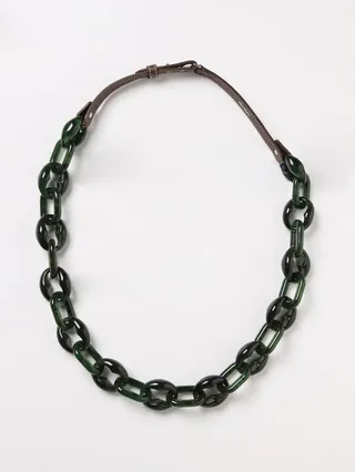 S Max Mara resin and leather necklace