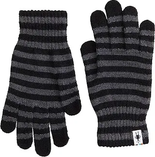 Smartwool Striped Liner Gloves (Black) Extreme Cold Weather Gloves