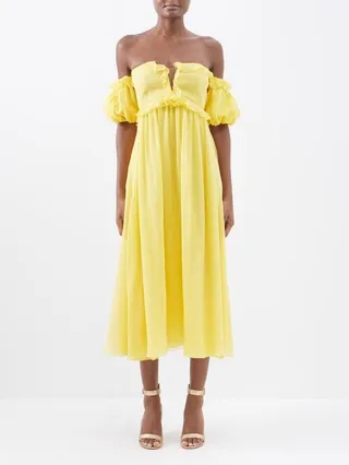 Off-the-shoulder Silk-georgette Midi Dress
