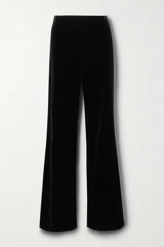 The Row - Padma Cotton And Silk-blend Velvet Straight-leg Pants - Black